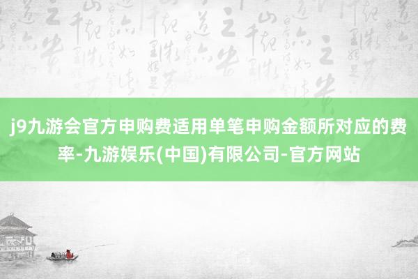 j9九游会官方申购费适用单笔申购金额所对应的费率-九游娱乐(中国)有限公司-官方网站